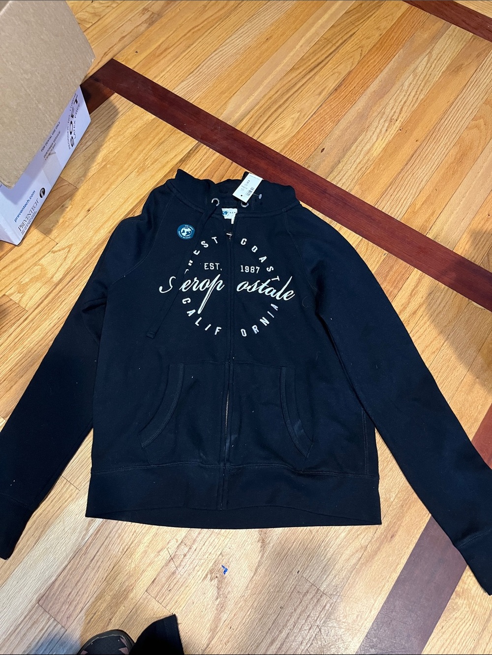 Aeropostale Black Full-Zip Hoodie with Script Logo